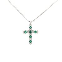 Pendente Mirco Visconti Donna Girocollo croce in Oro Smeraldo 0.45 Ct HN19/10S - HN19/10S